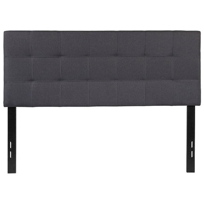 Full size Dark Grey Fabric Linen Upholstered Panel Headboard - FurniFindUSA