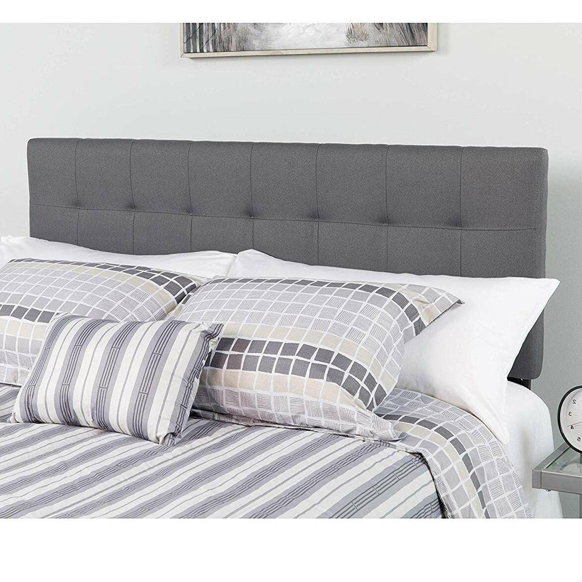 Full size Dark Grey Fabric Linen Upholstered Panel Headboard - FurniFindUSA