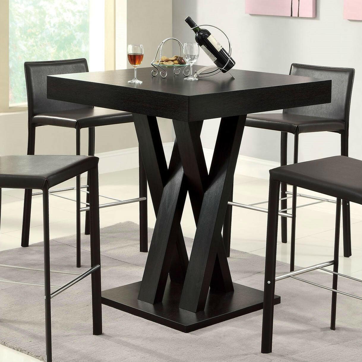 Modern 40-inch High Square Dining Table in Dark Cappuccino Finish - FurniFindUSA