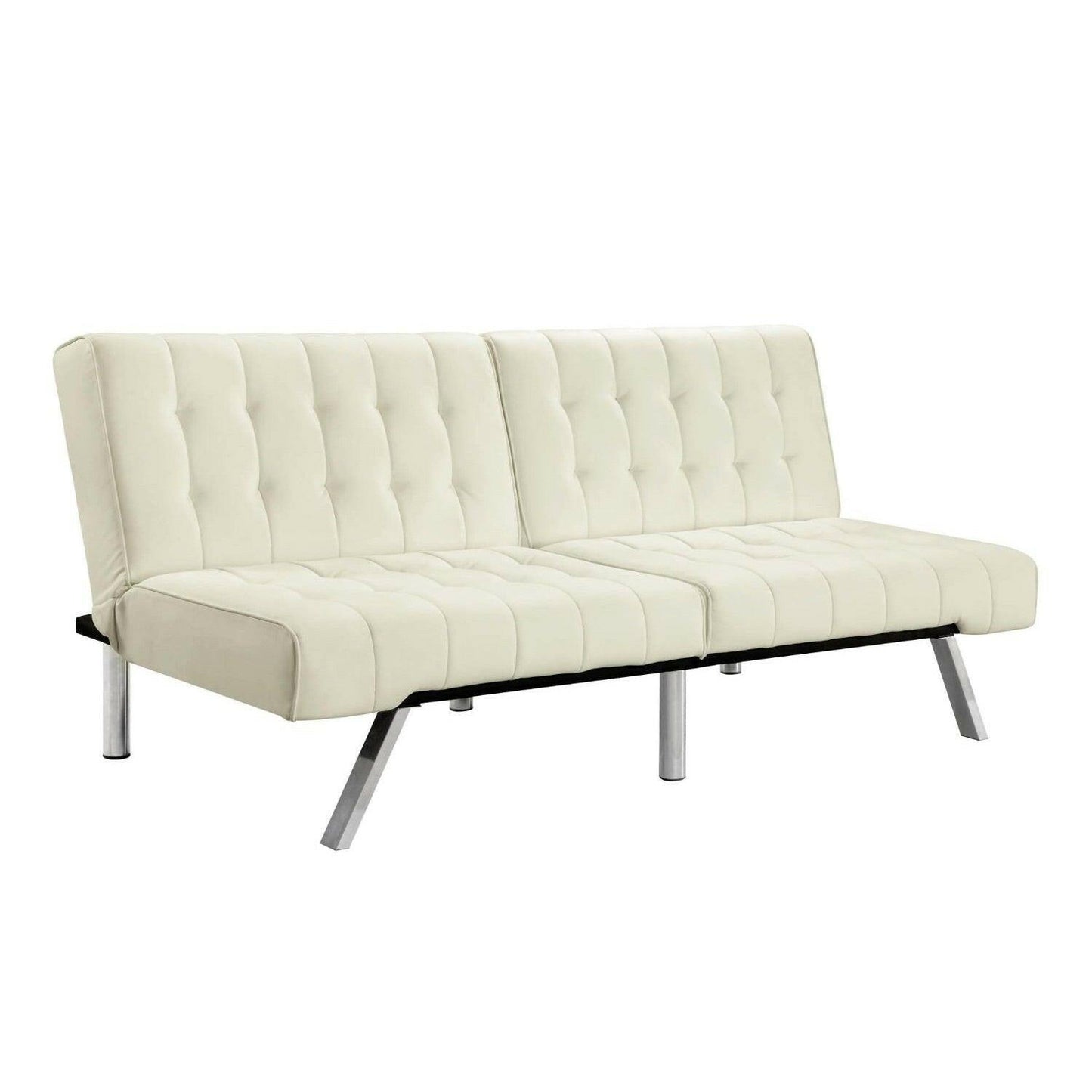 Splitback Multi-Position Futon Sofa Sleeper in Vanilla - FurniFindUSA