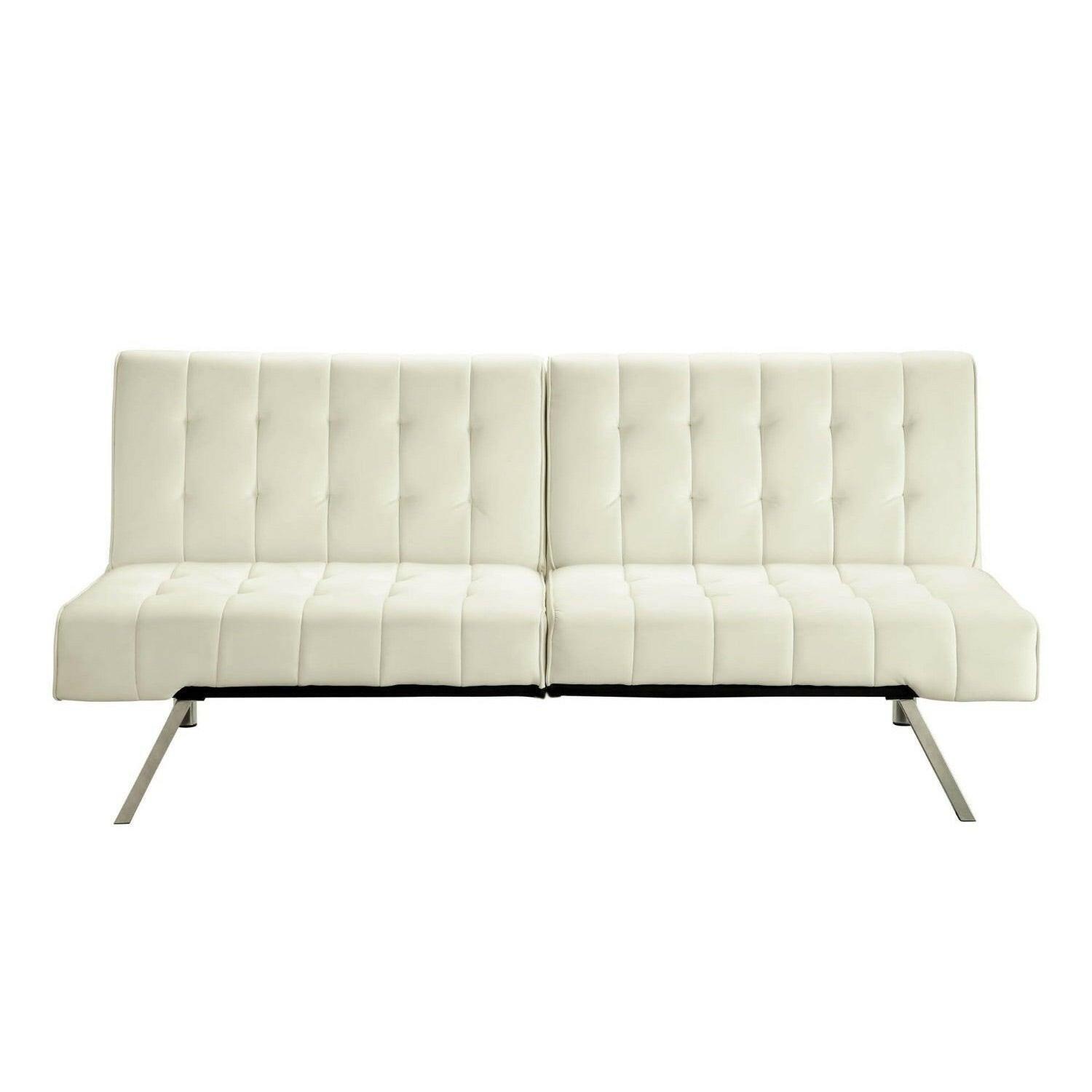 Splitback Multi-Position Futon Sofa Sleeper in Vanilla - FurniFindUSA