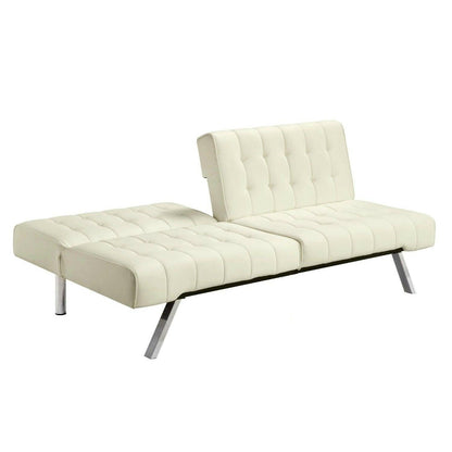 Splitback Multi-Position Futon Sofa Sleeper in Vanilla - FurniFindUSA