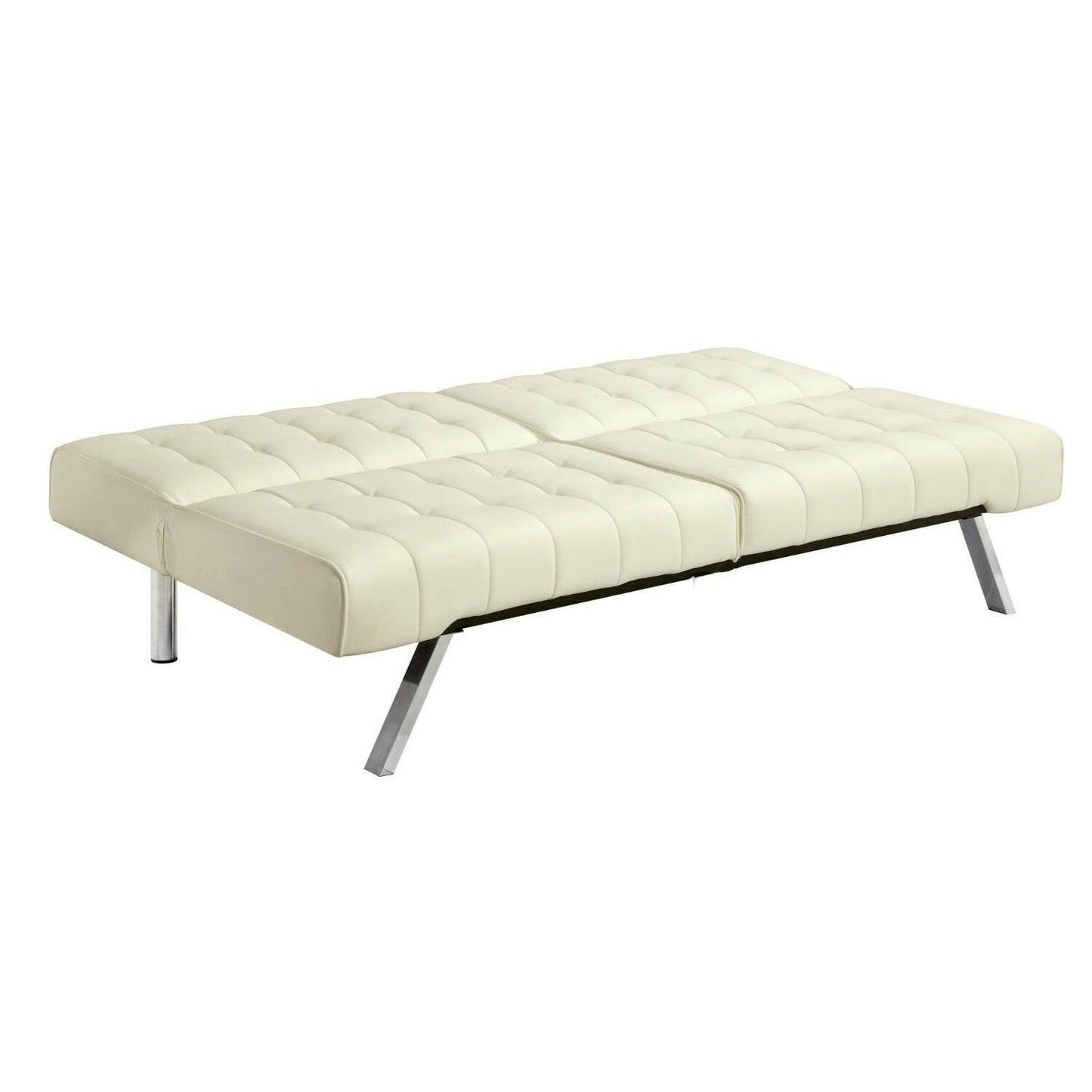 Splitback Multi-Position Futon Sofa Sleeper in Vanilla - FurniFindUSA