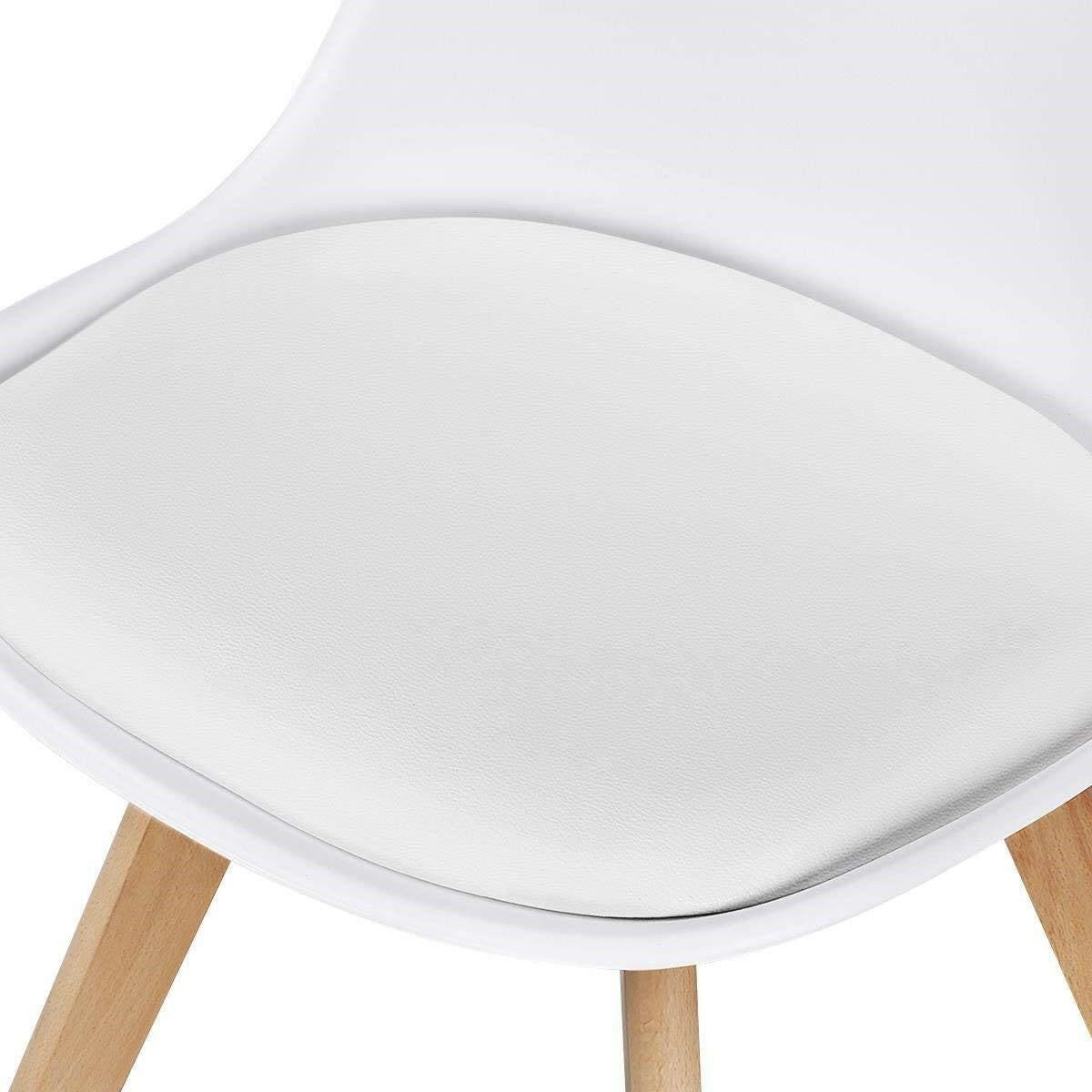 Set of 4 Modern White Shell Dining Chair Upholstered Padded Seat w/ Beechwood  Legs - FurniFindUSA