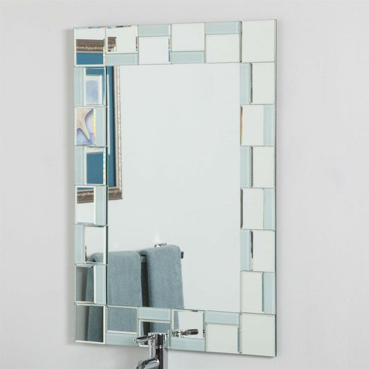 Modern 31.5 x 23.6 inch Rectangle Bathroom Mirror with Unique Border - FurniFindUSA