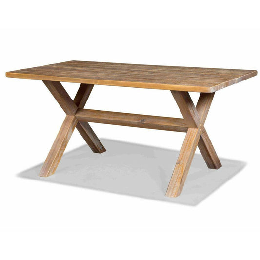 Modern Farmhouse Solid Pine Wood Dining Table in Distressed Driftwood Finish - FurniFindUSA