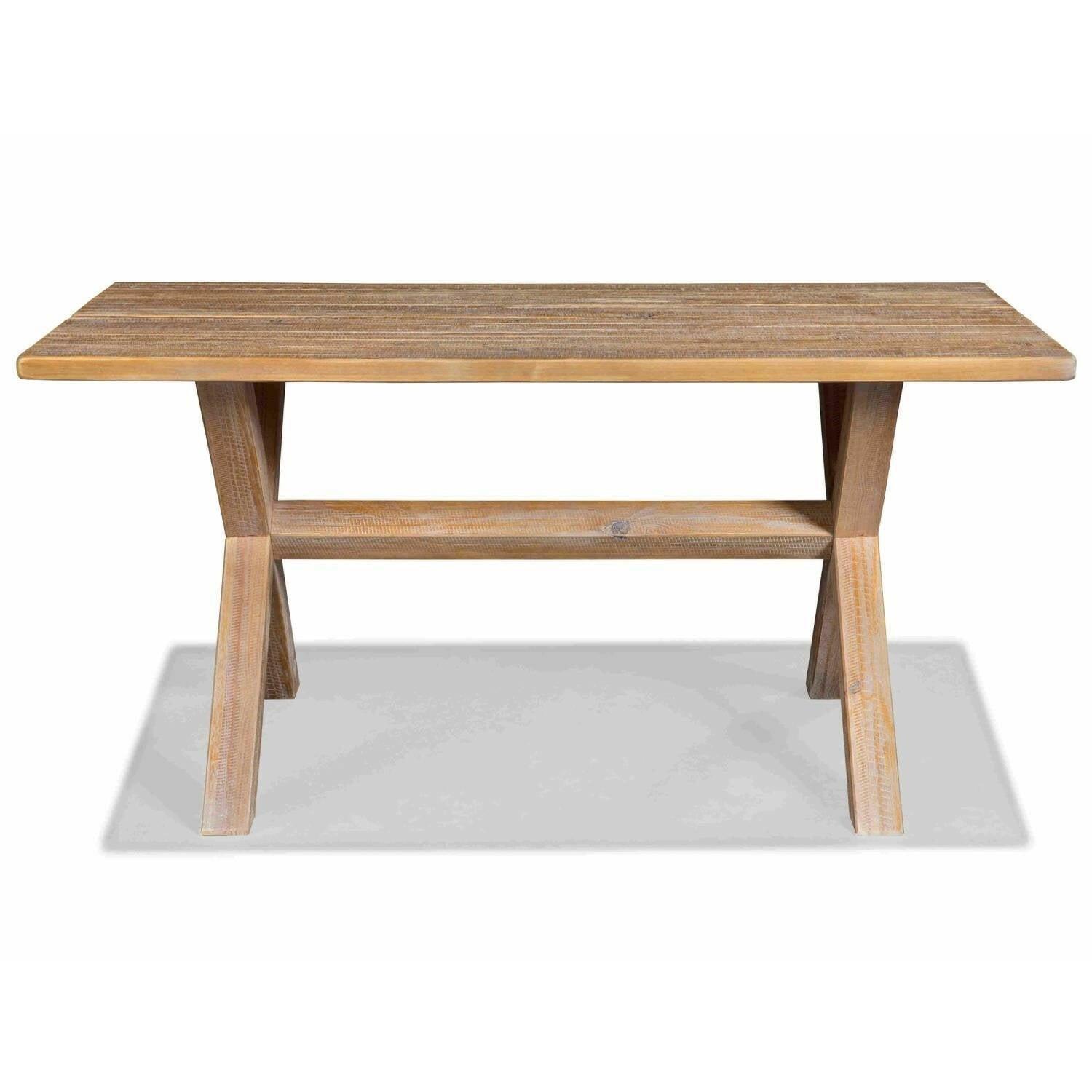 Modern Farmhouse Solid Pine Wood Dining Table in Distressed Driftwood Finish - FurniFindUSA