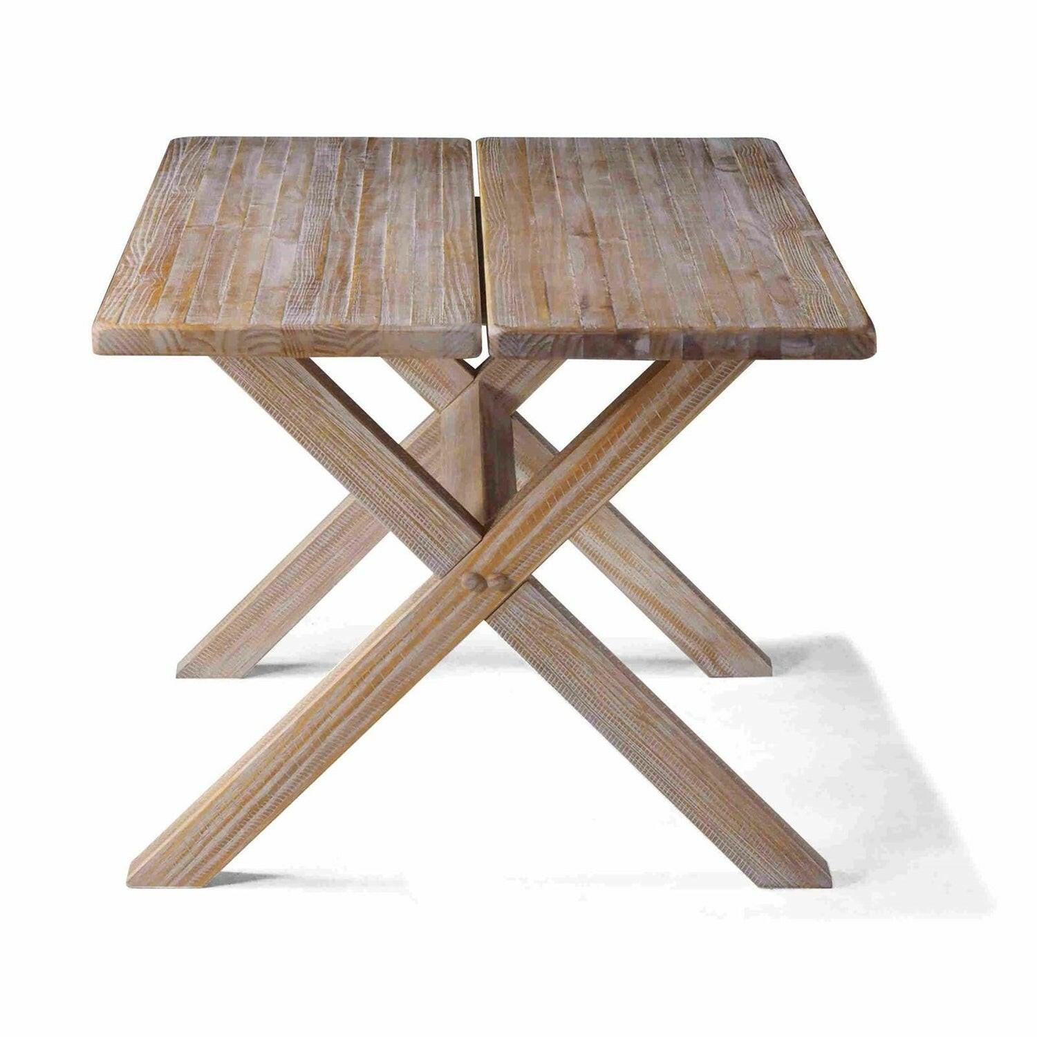 Modern Farmhouse Solid Pine Wood Dining Table in Distressed Driftwood Finish - FurniFindUSA