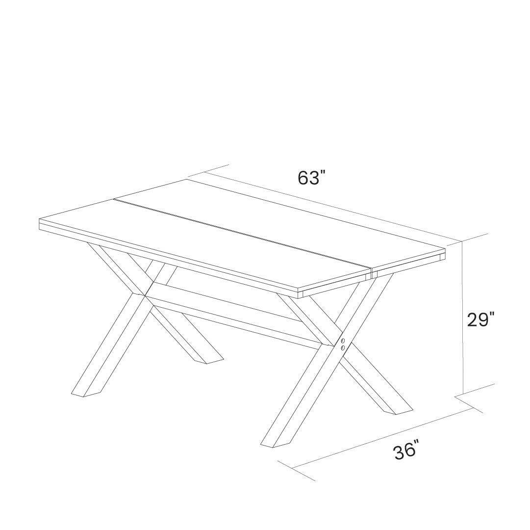 Modern Farmhouse Solid Pine Wood Dining Table in Distressed Driftwood Finish - FurniFindUSA