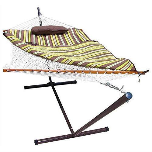 Rope Hammock Set with Stand Pad and Pillow 55 x 144-inch - Desert Stripe - FurniFindUSA