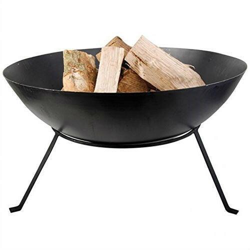 Black Cast Iron 23-inch Outdoor Fire Pit Bowl with Stand - FurniFindUSA