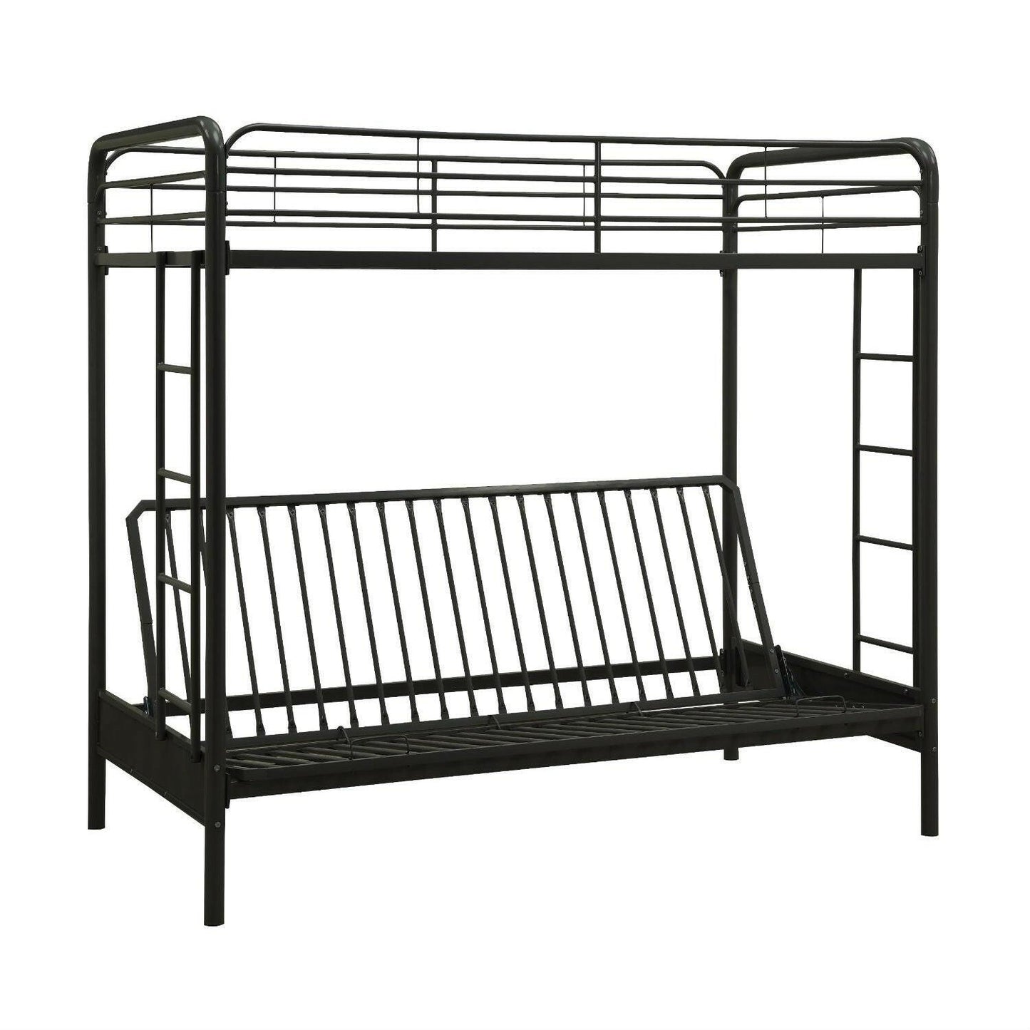 Twin over Full Futon Bunk Bed Sleeper Sofa in Black Metal - FurniFindUSA