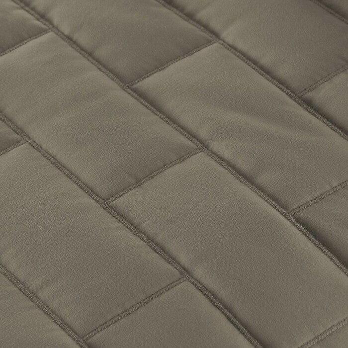 Full/Queen Modern Brick Stitch Microfiber Reversible 3 Piece Comforter Set in Taupe - FurniFindUSA