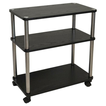 3-Shelf Mobile Home Office Caddy Printer Stand Cart in Black - FurniFindUSA