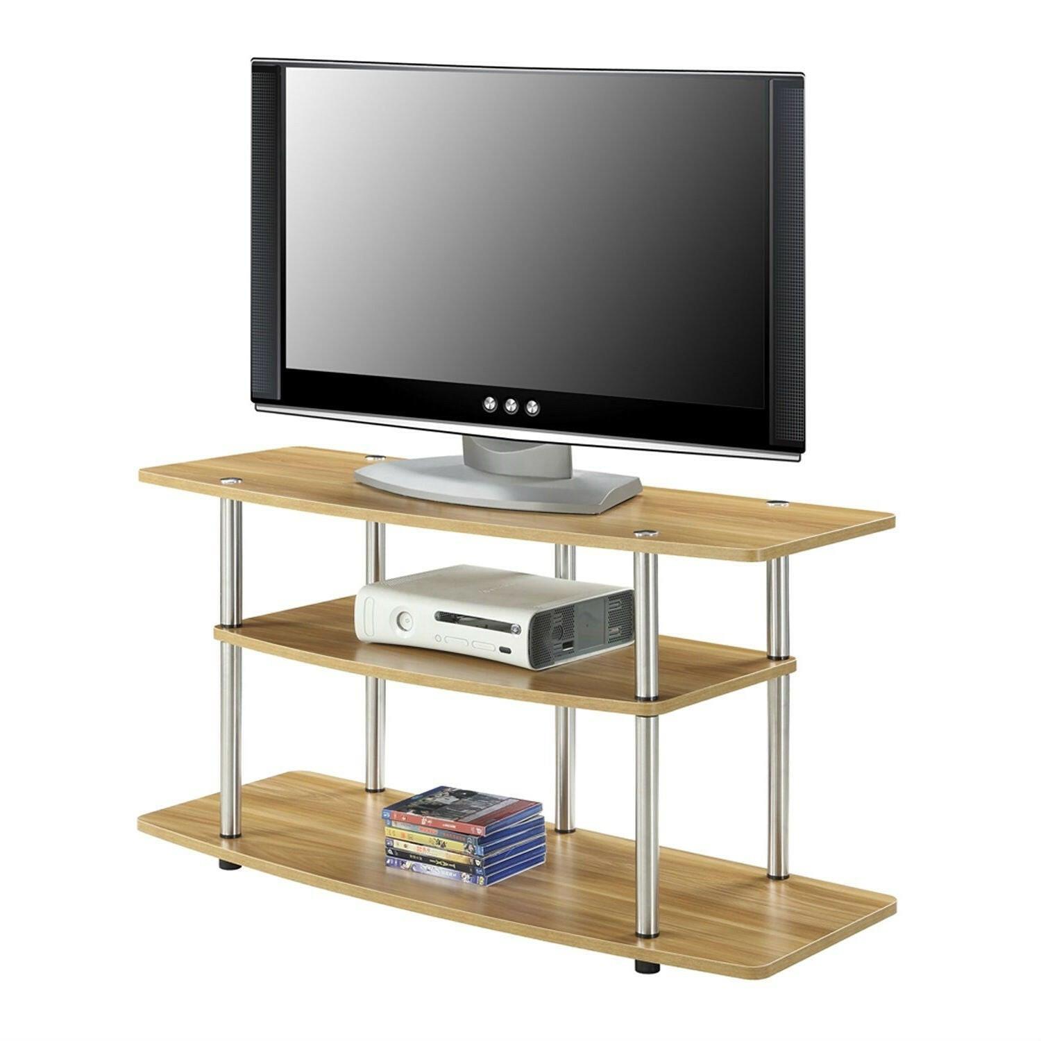 Modern Wood Metal TV Stand Entertainment Center in Light Oak Finish - FurniFindUSA