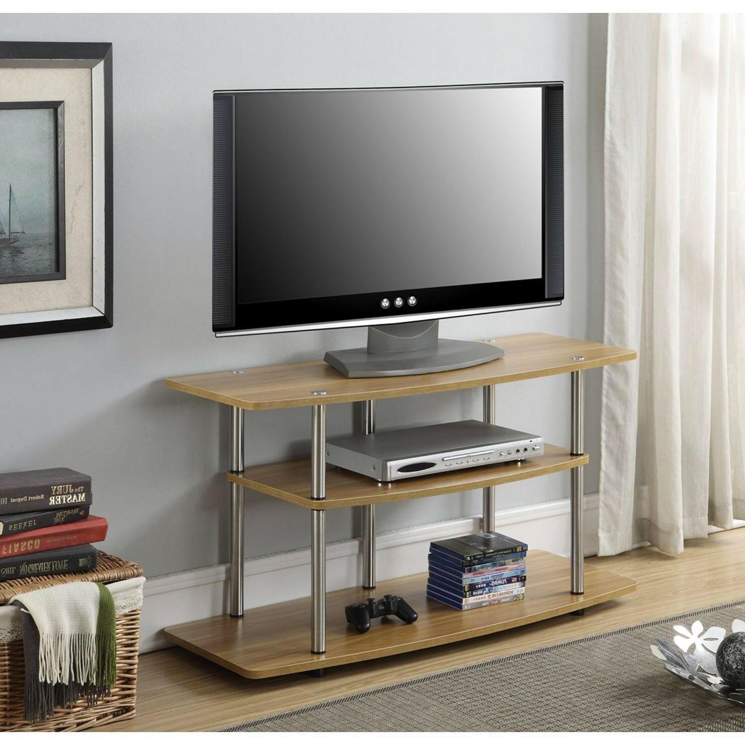 Modern Wood Metal TV Stand Entertainment Center in Light Oak Finish - FurniFindUSA