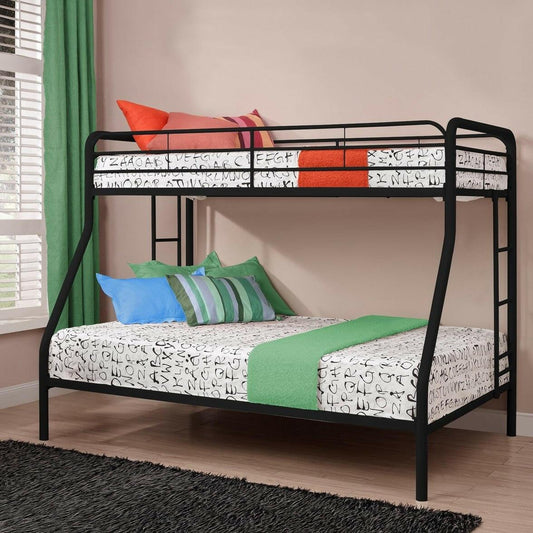 Twin over Full size Bunk Bed in Sturdy Black Metal - FurniFindUSA