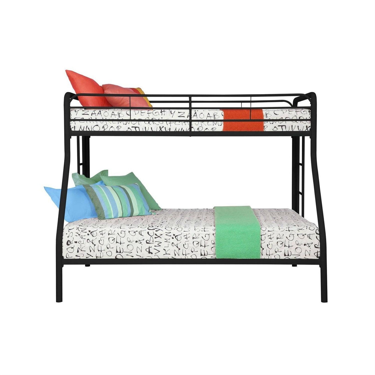 Twin over Full size Bunk Bed in Sturdy Black Metal - FurniFindUSA