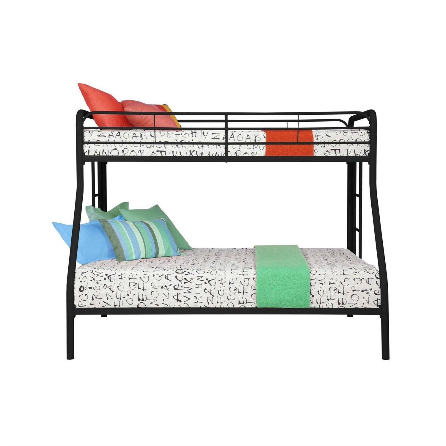 Twin over Full size Bunk Bed in Sturdy Black Metal - FurniFindUSA