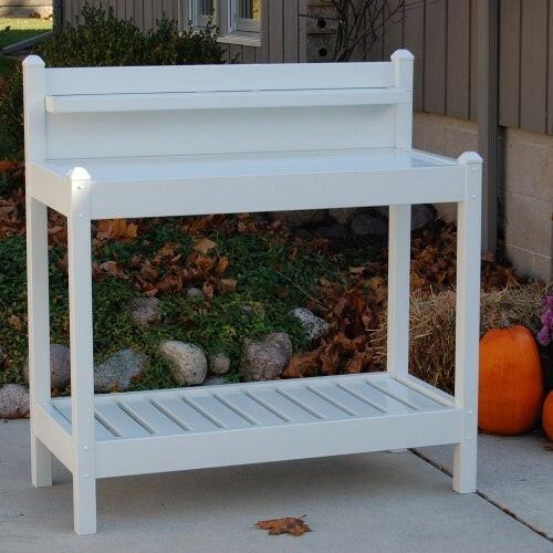 White PVC Vinyl Potting Bench Outdoor Garden Bakers Rack - FurniFindUSA