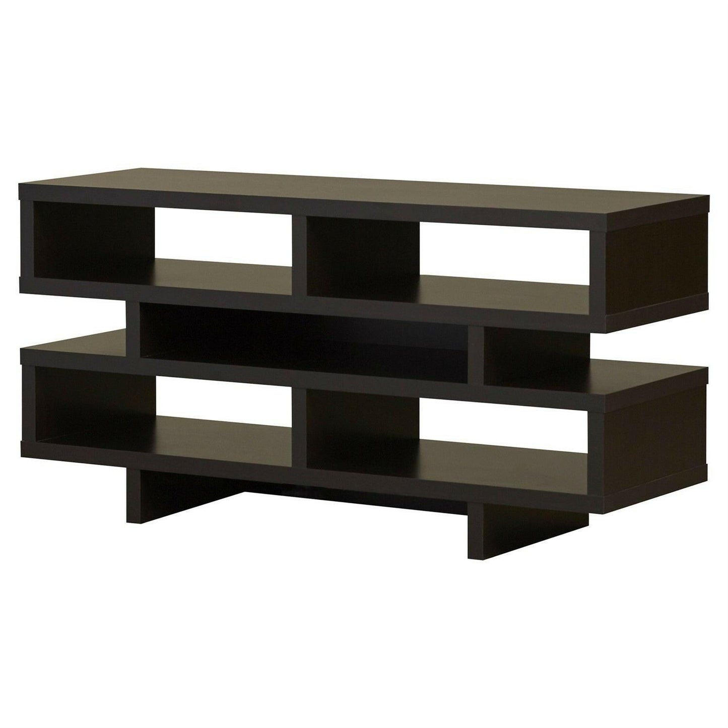 Modern TV Stand Entertainment Center in Dark Brown Cappuccino Wood Finish - FurniFindUSA