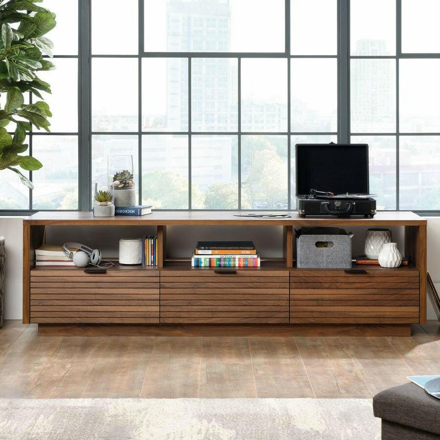Modern Walnut Finish TV Stand Entertainment Center - Fits up to 70-inch TV - FurniFindUSA
