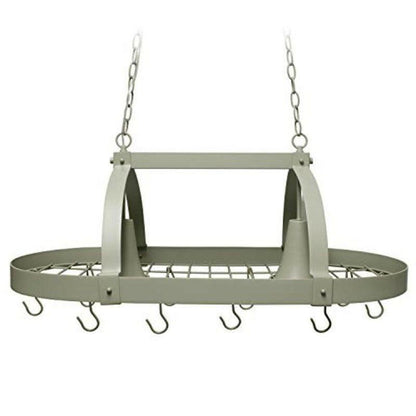 Rustic 2 Light 10 Hook Ceiling Mounted Hanging Pot Rack in Slate Gray - FurniFindUSA