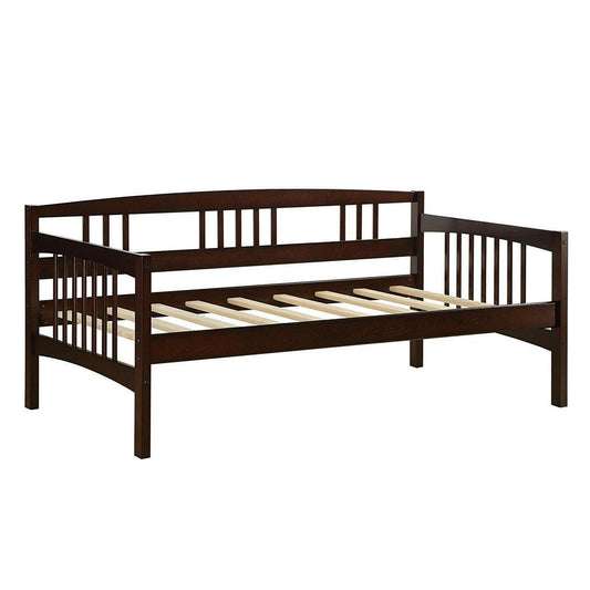 Twin size Day Bed in Espresso Wood Finish - Trundle Not Included - FurniFindUSA