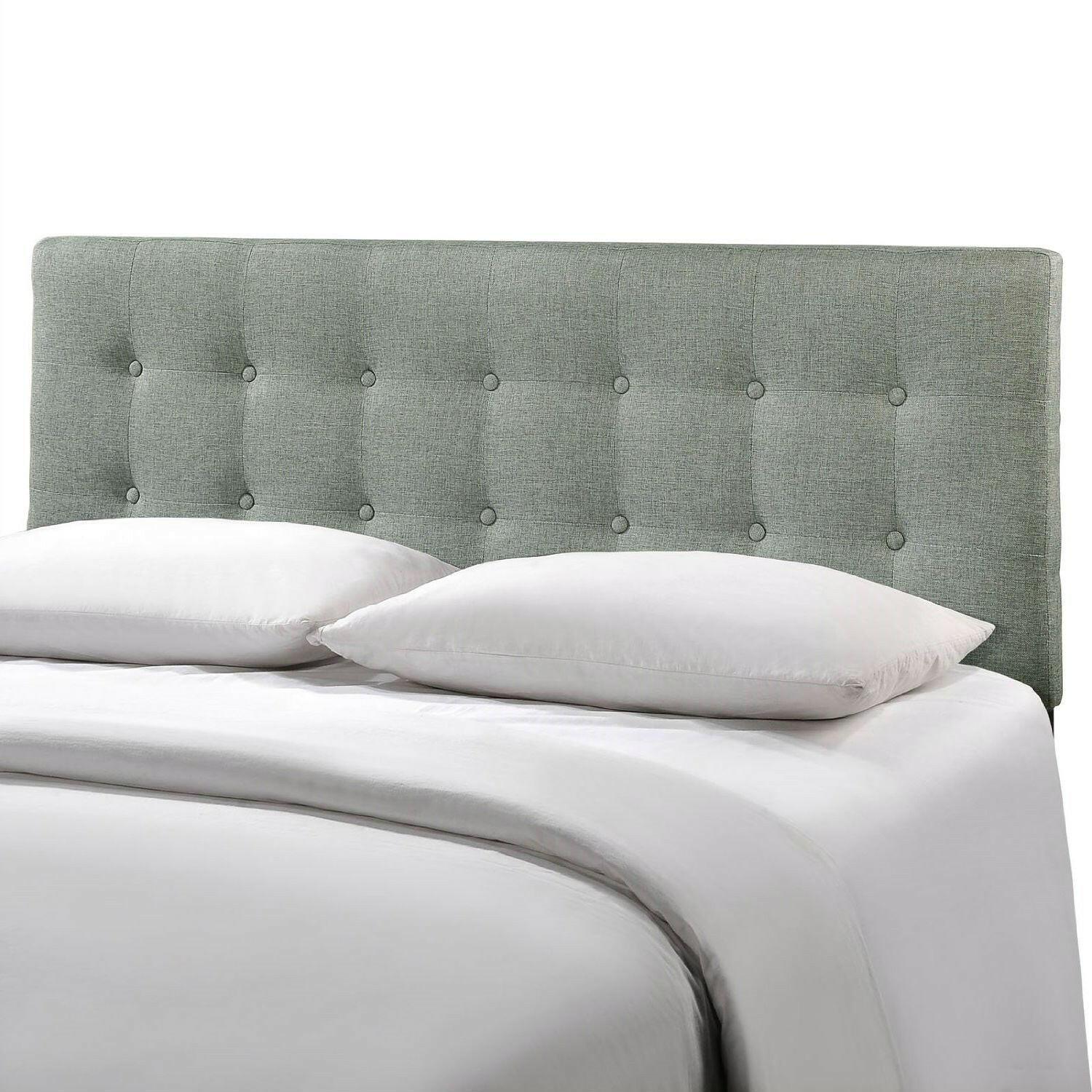 Full size Grey Fabric Button-Tufted Upholstered Headboard - FurniFindUSA