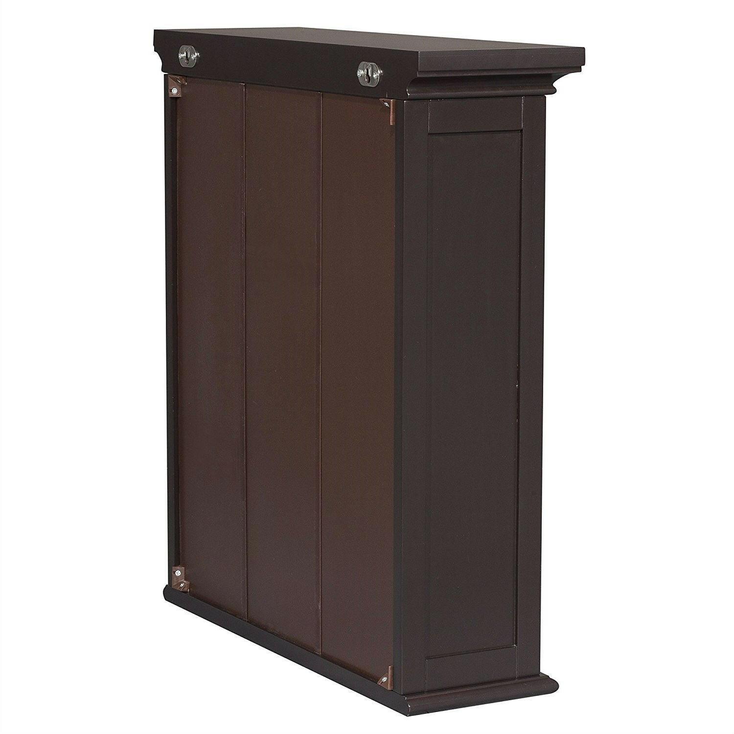 Dark Espresso 2-Door Bathroom Wall Cabinet with Open Shelf - FurniFindUSA