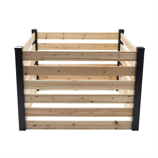 244 Gallon Outdoor Cedar Wooden Compost Bin in Natural Black Wood Finish - FurniFindUSA