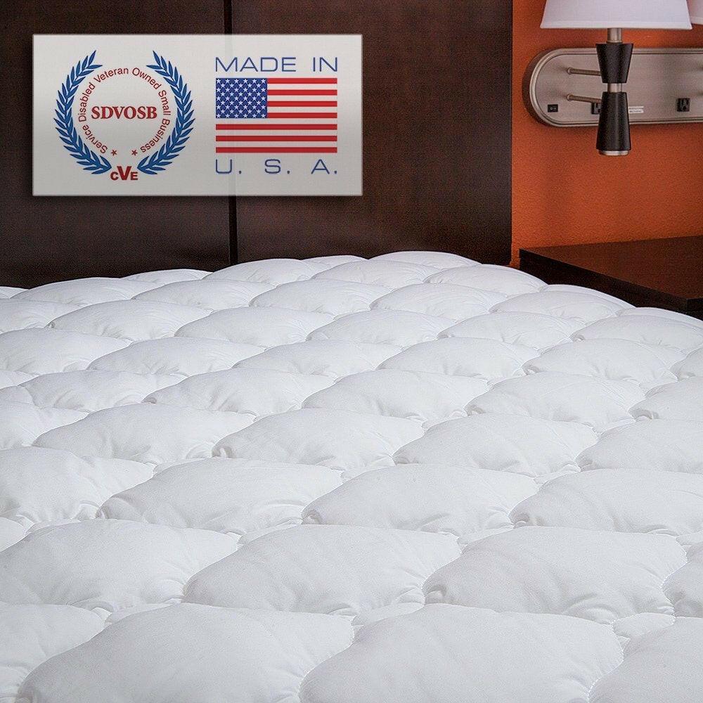 King size Plush Bamboo Baffle Box Stitch Mattress Pad / Topper - FurniFindUSA