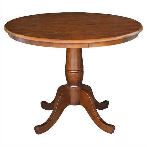 Round 36-inch Pedestal Dining Table in Espresso Finish - FurniFindUSA