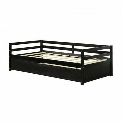 Twin/Twin Dorm Style Trundle Daybed Platform Bed Frame in Espresso - FurniFindUSA