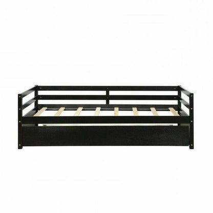 Twin/Twin Dorm Style Trundle Daybed Platform Bed Frame in Espresso - FurniFindUSA