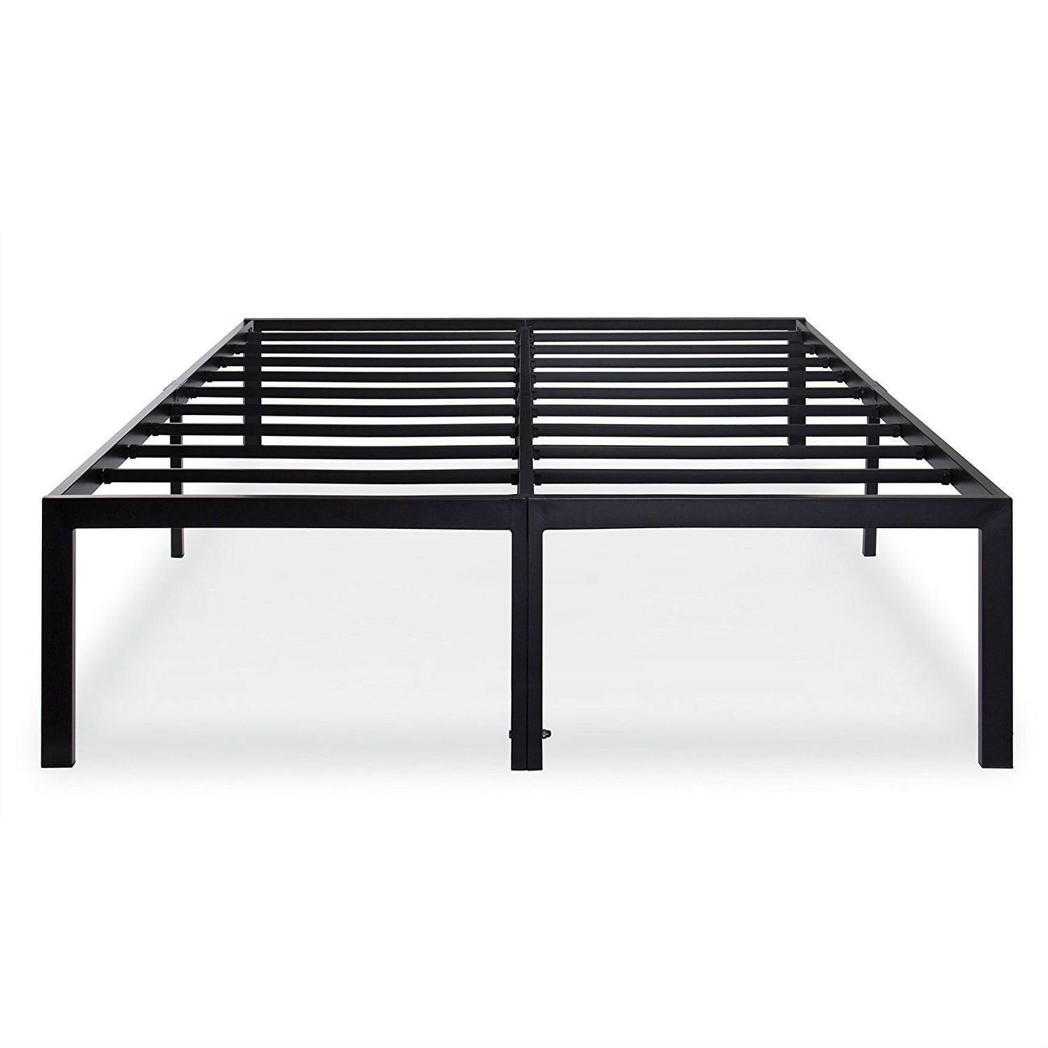 Queen size 18-inch High Rise Heavy Duty Metal Platform Bed Frame with Steel Slats - FurniFindUSA