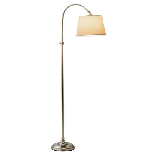 Elegant Arch Floor Lamp with White Linen Tapered Drum Shade - FurniFindUSA