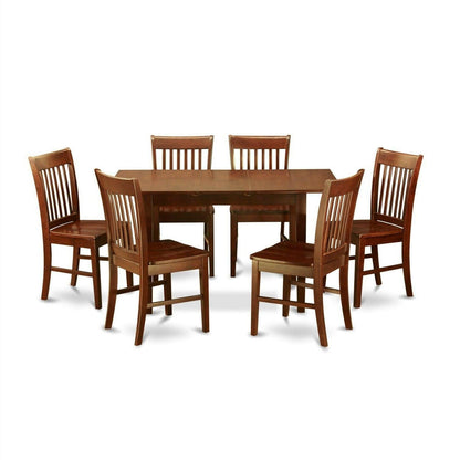 Mission Style 7-piece Dining Set in Mahogany Wood Finish - FurniFindUSA
