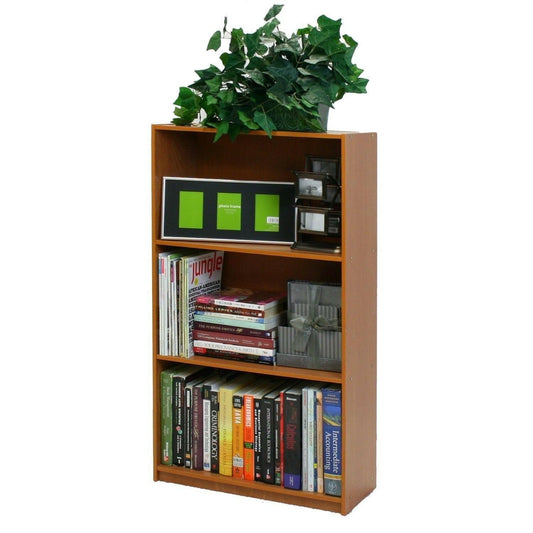 Light Cherry Finish 3-Tier Storage Shelves Bookcase - FurniFindUSA