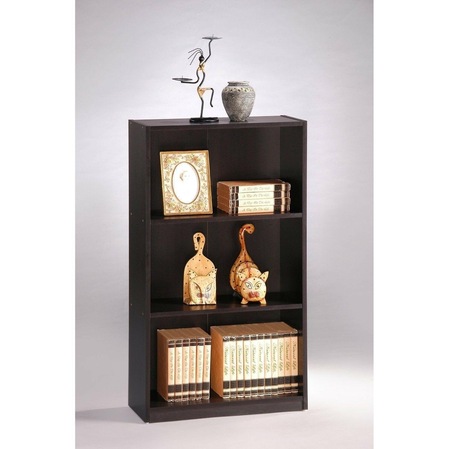 3-Tier Bookcase Storage Shelves in Espresso Finish - FurniFindUSA