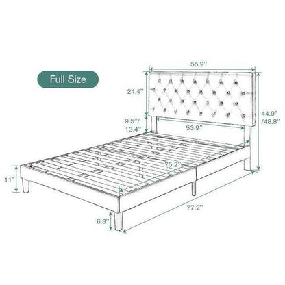 Full White Faux Leather Upholstered Platform Bed with Button-Tufted Headboard - FurniFindUSA