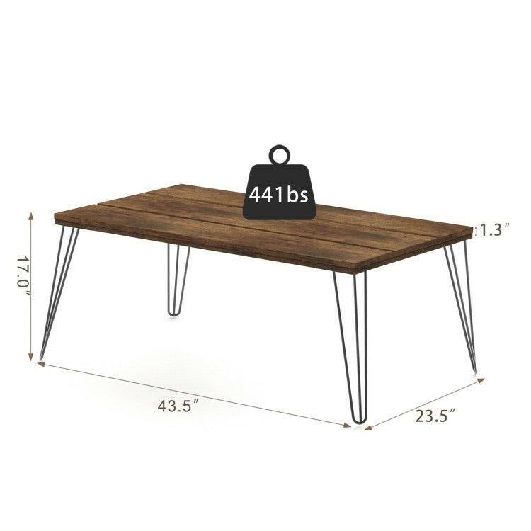 Rustic FarmHouse Wooden Coffee Table with Modern Metal Legs - FurniFindUSA
