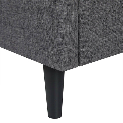 Full size Grey Mid-Century Modern Upholstered Platform Bed Frame with Headboard - FurniFindUSA