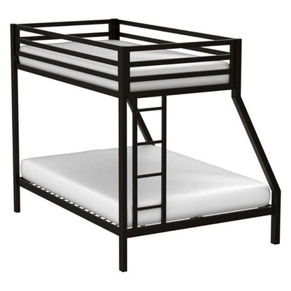 Twin over Full Modern Metal Bunk Bed in Matte Black Finish - FurniFindUSA