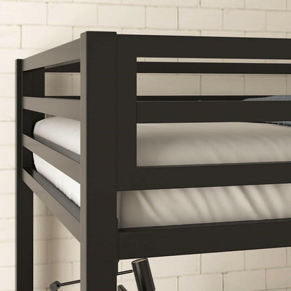 Twin over Full Modern Metal Bunk Bed in Matte Black Finish - FurniFindUSA