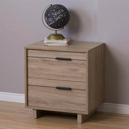 Modern 2-Drawer End Table Nightstand in Light Oak Wood Finish - FurniFindUSA