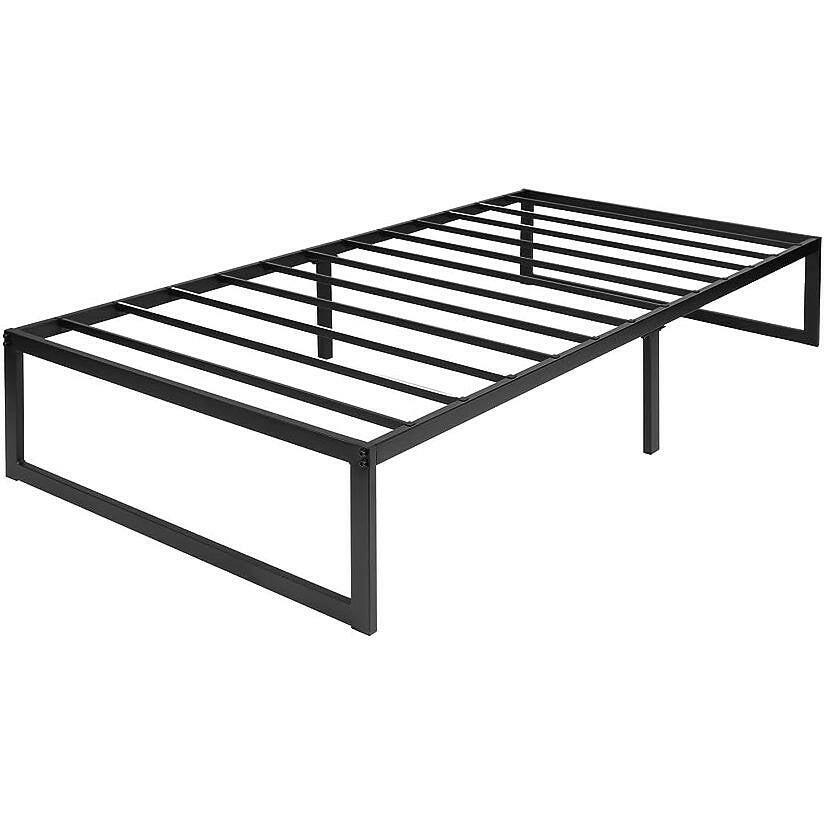 Twin Size 14 Inch Black Metal Steel Slat Platform Bed - FurniFindUSA