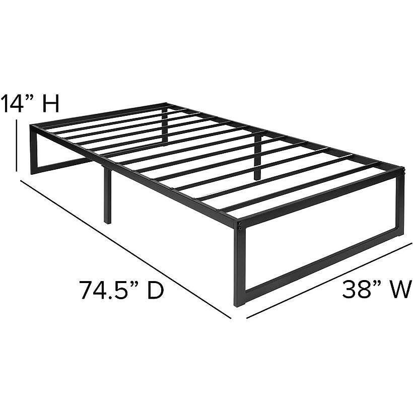 Twin Size 14 Inch Black Metal Steel Slat Platform Bed - FurniFindUSA