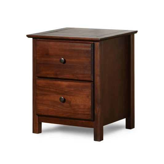 Farmhouse Solid Pine Wood 2 Drawer Nightstand in Cherry Finish - FurniFindUSA