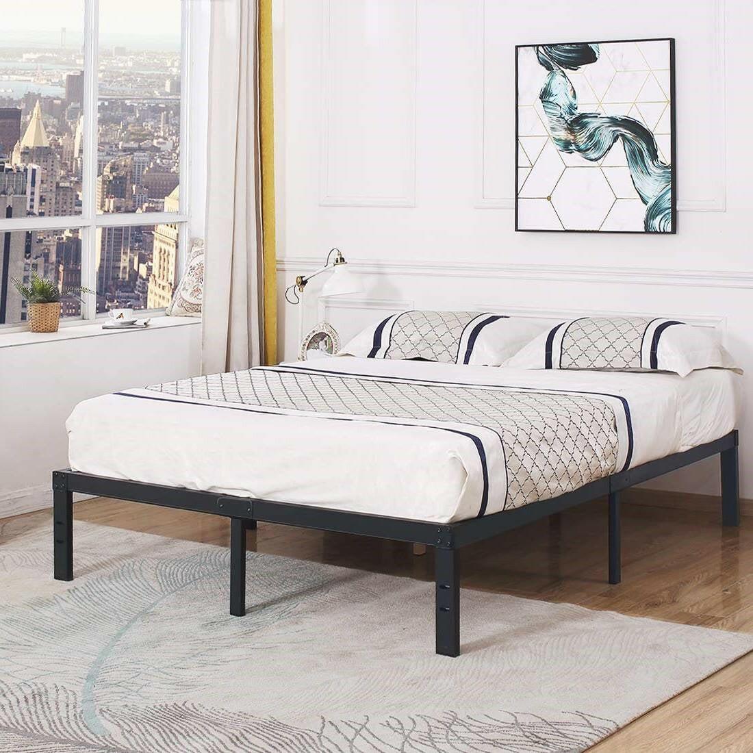 Full Heavy Duty Metal Platform Bed Frame with Wood Slats 3,500 lbs Weight Limit - FurniFindUSA